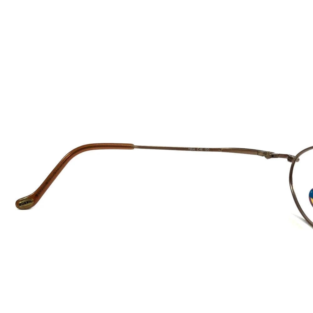 Fossil Petite Eyeglasses Frames TINA C4E Light Brown Gold Wire Rim 46-20-130